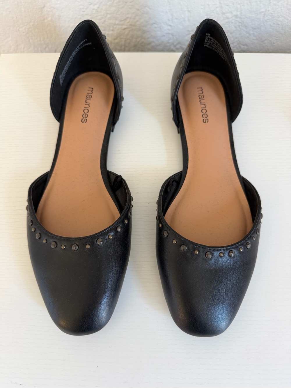 Maurices Black Studded D'Orsay Flats